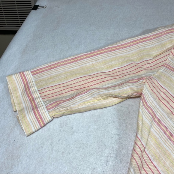 Chicos Linen Button Down Shirt Size 2.5 Striped Loose Tunic Sharkbite H… - Picture 4 of 10